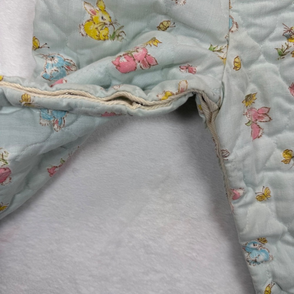 Vintage Quilted Overalls Bunny Print Zip Up Sleeveless Jumpsuit Romper Kids READ - Picture 4 of 8